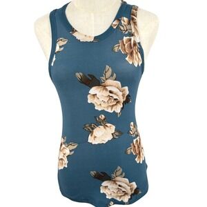 rue21 XS Tank Top Floral Scoop Neck Sleeveless Curved Hem Cottagecore Feminine